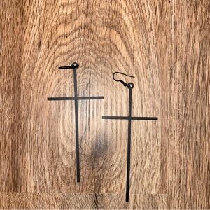 Black Cross Dangle Earrings